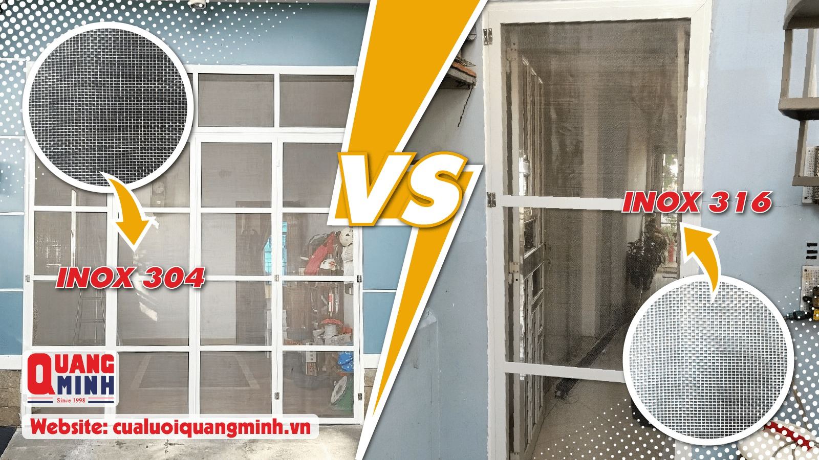 ảnh bìa của so sánh cửa lưới inox 304 và 316