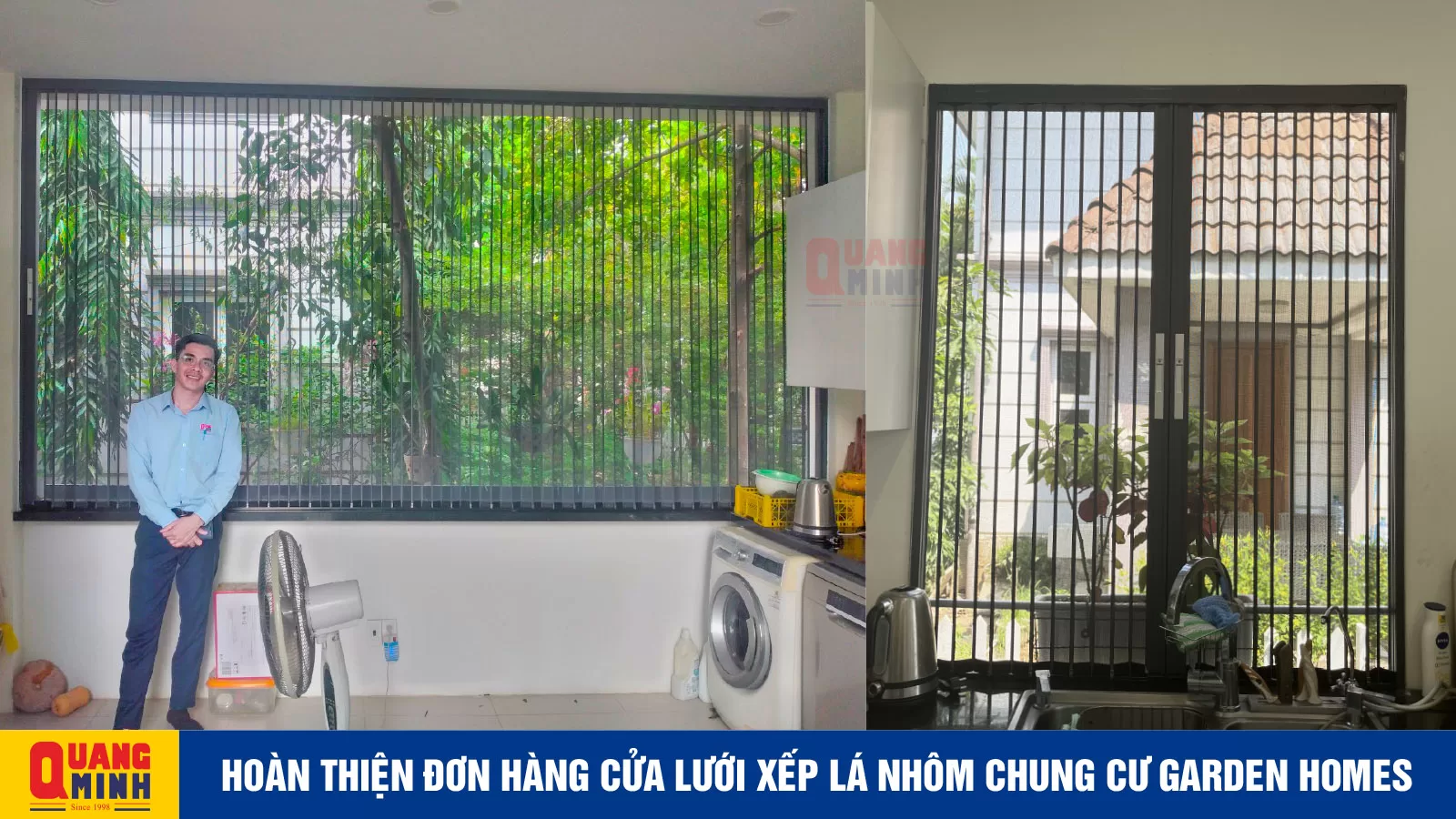 Ảnh bìa hoàn thiện đơn hàng cửa lưới xếp lá nhôm